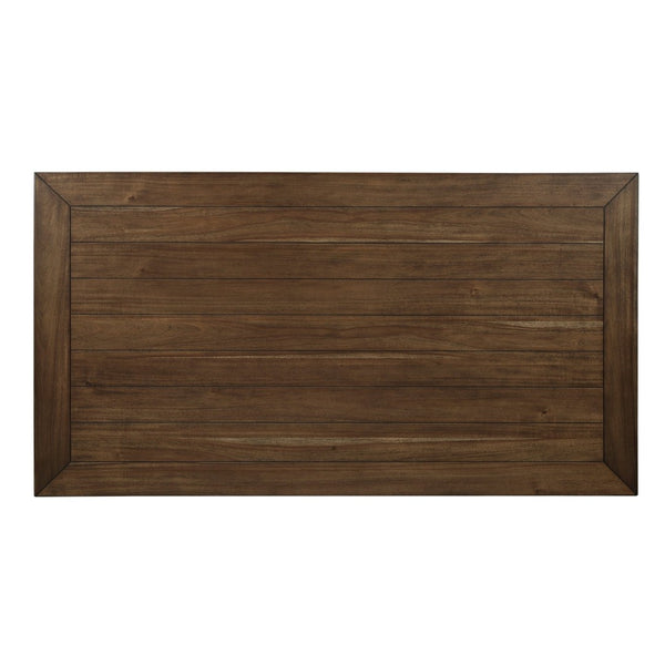 English Elm Traditional Arts and Crafts Dining Table Six Drawer Acacia Veneer Cherry Gray Finish B011115371