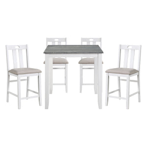 English Elm 5-Piece Lowell Counter Height Dining Set in Weathered Gray & White with Light Gray Fabric Seats, Casual B011115369