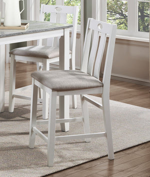 English Elm 5-Piece Lowell Counter Height Dining Set in Weathered Gray & White with Light Gray Fabric Seats, Casual B011115369