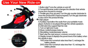 English Elm Electric Ride on Motorcycle for Kids with Light up Wheels Bluetooth and Twist Throttle W1760P177910