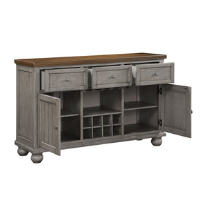 English Elm Traditional Arts and Crafts Server with Wine Rack Glassware Storage Acacia Cabinet B011115373
