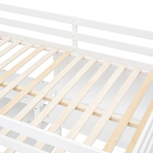 English Elm Full Size Pine Wood Loft Bed with Study Desk Shelving and Dry Erase Board LT000321AAK