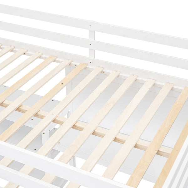 English Elm Full Size Pine Wood Loft Bed with Study Desk Shelving and Dry Erase Board LT000321AAK