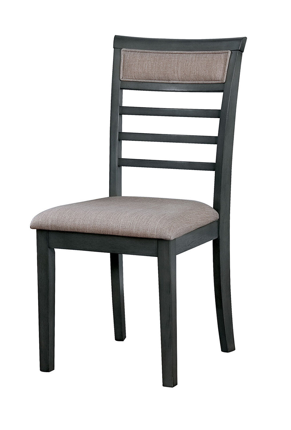 English Elm 5 Pc Weathered Gray Dining Set with Solid Wood Table & Beige Padded Slat Back Chairs, Rustic Chic Comfort B011115506