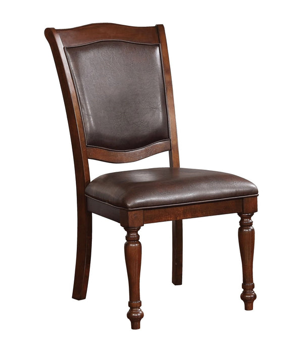 English Elm Luxurious Traditional Brown Cherry Dining Chairs Set of 2 — Solid Wood Turned Legs, Espresso Leatherette Cushioned Seats B011115504