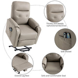 English Elm Massage Recliner Chair Electric Power Lift Chairs With Side Pocket, Adjustable Massage and Heating Function For Adults and Seniors, Olive Grey