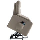 English Elm Massage Recliner Chair Electric Power Lift Chairs With Side Pocket, Adjustable Massage and Heating Function For Adults and Seniors, Olive Grey