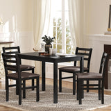 English Elm 5 Piece s Stylish Dining Table Set 4 Upholstered Chairs With Ladder Back Design For Dining Room Kitchen Brown Cushion and Black (=Old Sku:W69177433)