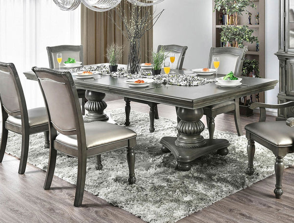 English Elm Glorious Classic Gray Dining Chairs Set Of 2 - Elegant Leatherette & Solid Wood, Comfortable Design B011115502