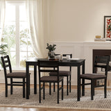 English Elm 5 Piece s Stylish Dining Table Set 4 Upholstered Chairs With Ladder Back Design For Dining Room Kitchen Brown Cushion and Black (=Old Sku:W69177433)