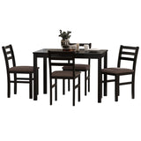 English Elm 5 Piece s Stylish Dining Table Set 4 Upholstered Chairs With Ladder Back Design For Dining Room Kitchen Brown Cushion and Black (=Old Sku:W69177433)