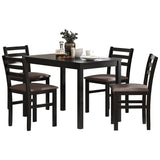 English Elm 5 Piece s Stylish Dining Table Set 4 Upholstered Chairs With Ladder Back Design For Dining Room Kitchen Brown Cushion and Black (=Old Sku:W69177433)