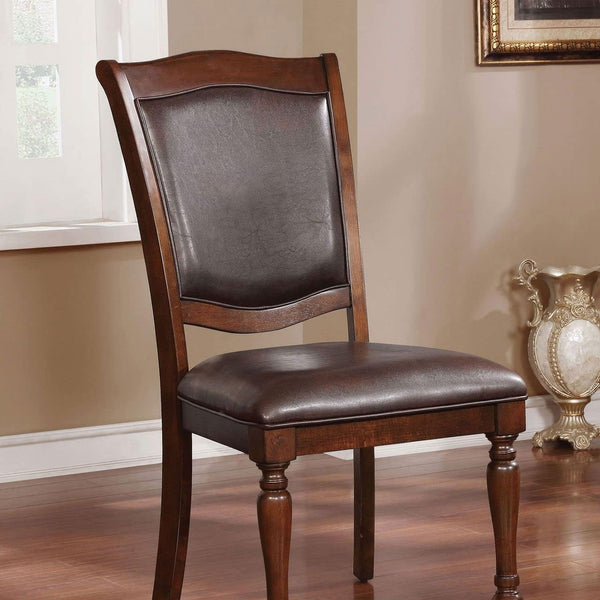 English Elm Luxurious Traditional Brown Cherry Dining Chairs Set of 2 — Solid Wood Turned Legs, Espresso Leatherette Cushioned Seats B011115504