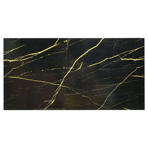 English Elm Faux Marble Rectangular Coffee Table with Gold Bars Drawers and Caster Wheels Black WF305961AAB