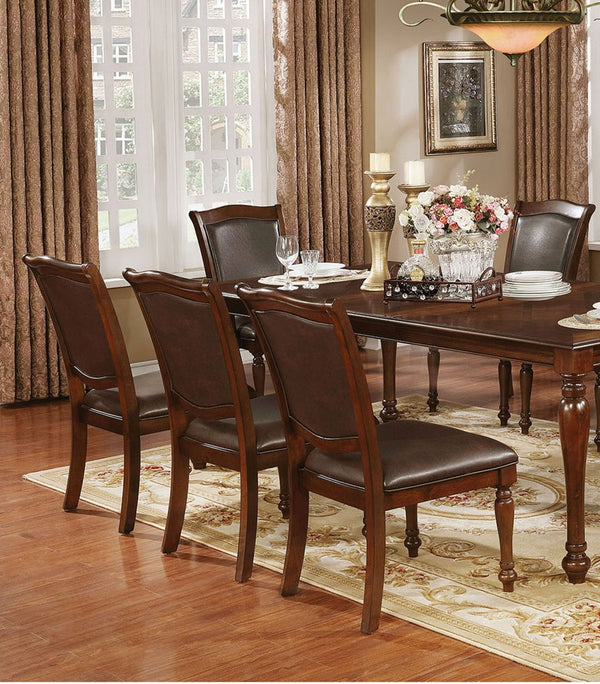 English Elm Luxurious Traditional Brown Cherry Dining Chairs Set of 2 — Solid Wood Turned Legs, Espresso Leatherette Cushioned Seats B011115504