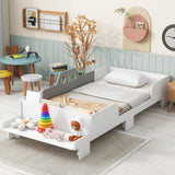 Hearth and Haven Car-Shaped Twin Wood Bed with Bench, White W50489972