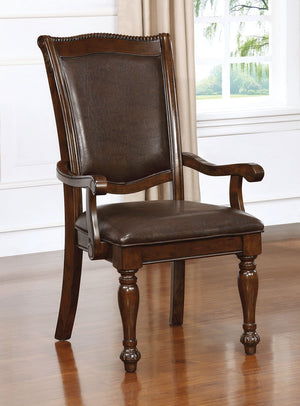English Elm Glorious Set Of 2 Classic Arm Chairs With Cherry Wood Frame & Espresso Leatherette Cushion Comfort B011115495