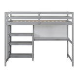 Hearth and Haven Ian Twin Loft Bed with Shelves, Desk and Writing Board, Grey LT000320AAE