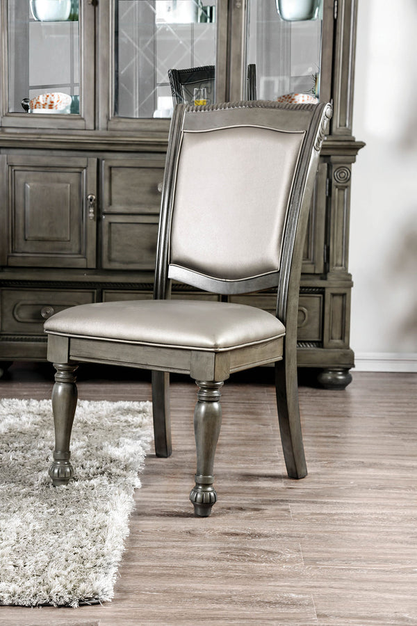 English Elm Glorious Classic Gray Dining Chairs Set Of 2 - Elegant Leatherette & Solid Wood, Comfortable Design B011115502
