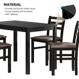 English Elm 5 Piece s Stylish Dining Table Set 4 Upholstered Chairs With Ladder Back Design For Dining Room Kitchen Brown Cushion and Black (=Old Sku:W69177433)