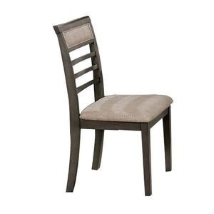 English Elm 5 Pc Weathered Gray Dining Set with Solid Wood Table & Beige Padded Slat Back Chairs, Rustic Chic Comfort B011115506