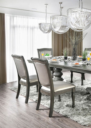 English Elm Glorious Classic Gray Dining Chairs Set Of 2 - Elegant Leatherette & Solid Wood, Comfortable Design B011115502