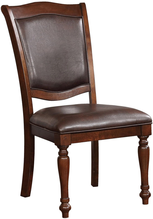 English Elm Luxurious Traditional Brown Cherry Dining Chairs Set of 2 — Solid Wood Turned Legs, Espresso Leatherette Cushioned Seats B011115504