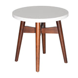 English Elm Steve Silver - Contemporary Mid-Century Accent Tables - Natural Cherry Legs, White Silverstone® Tops - Classic Design With Modern Simplicity