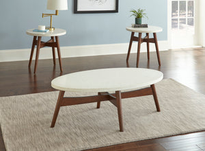 English Elm Steve Silver - Contemporary Mid-Century Accent Tables with Natural Cherry Legs and White Silverstone® Tops, Sleek Design B081109993
