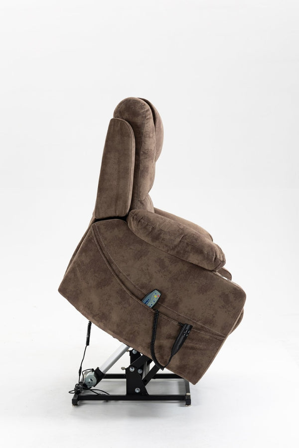 English Elm Lounge Power Lift Recliner Velvet Chair with Massage Heat and 180 Degree Flat Sleep W547S00038