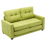 English Elm 59.4" Loveseat Sofa With Pull-Out Bed Modern Upholstered Couch With Side Pocket For Living Room Office, Green