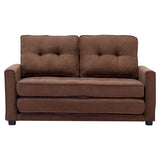 English Elm 59.4" Loveseat Sofa With Pull-Out Bed Modern Upholstered Couch With Side Pocket For Living Room Office, Brown