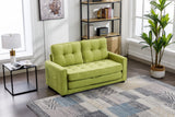 English Elm 59.4" Loveseat Sofa With Pull-Out Bed Modern Upholstered Couch With Side Pocket For Living Room Office, Green