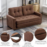 English Elm 59.4" Loveseat Sofa With Pull-Out Bed Modern Upholstered Couch With Side Pocket For Living Room Office, Brown