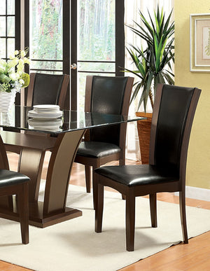 English Elm Style Comfort Contemporary 2-Piece Side Chairs - Dark Cherry Brown Leatherette For Dining Rooms & Kitchens B011115665-GIGA