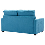 English Elm 59.4" Loveseat Sofa With Pull-Out Bed Modern Upholstered Couch With Side Pocket For Living Room Office, Blue