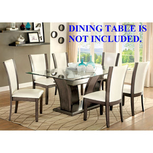 English Elm Style Comfort Gray Solid Wood Dining Chairs with Ivory Leatherette Seats Set of 2 B011115667