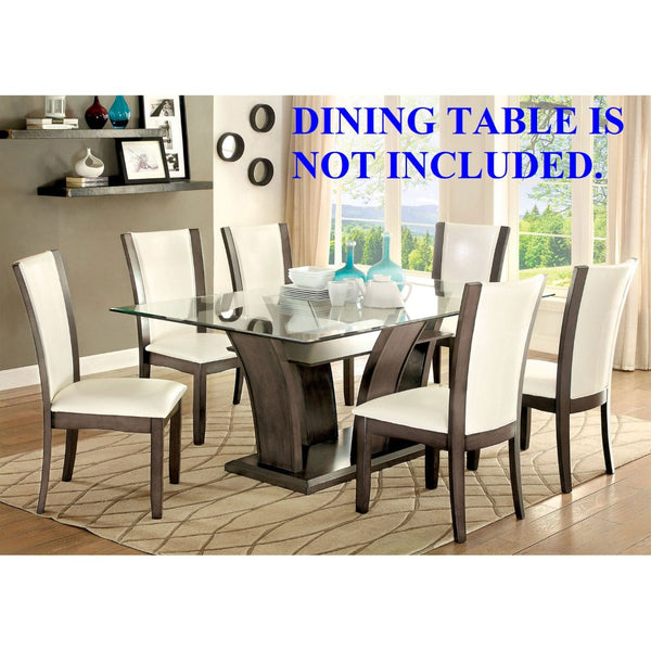 English Elm Style Comfort Gray Solid Wood Dining Chairs with Ivory Leatherette Seats Set of 2 B011115667