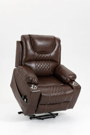 English Elm Lounge Power Lift Recliner with Massage Heat and Full Flat Recline for Living Room W547S00039