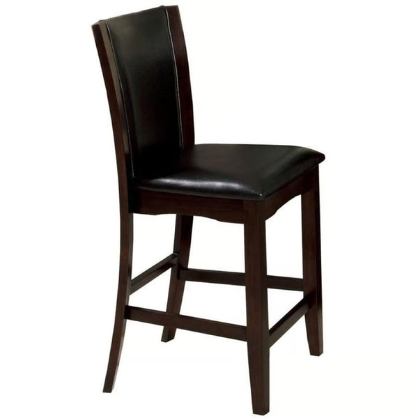 English Elm Style Comfort Contemporary 2-Piece Counter Height Chairs In Dark Cherry Brown Leatherette Finish B011115666-GIGA