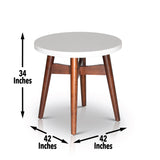 English Elm Steve Silver - Contemporary Mid-Century Accent Tables - Natural Cherry Legs, White Silverstone® Tops - Classic Design With Modern Simplicity