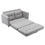 English Elm 59.4" Loveseat Sofa With Pull-Out Bed Modern Upholstered Couch With Side Pocket For Living Room Office, Grey