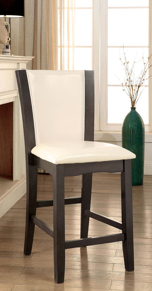 English Elm Style Comfort Contemporary Counter Height Chairs - Gray & Ivory Leatherette, Set Of 2 For Dining! B011115668-GIGA