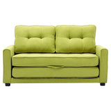 English Elm 59.4" Loveseat Sofa With Pull-Out Bed Modern Upholstered Couch With Side Pocket For Living Room Office, Green