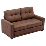 English Elm 59.4" Loveseat Sofa With Pull-Out Bed Modern Upholstered Couch With Side Pocket For Living Room Office, Brown