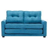 English Elm 59.4" Loveseat Sofa With Pull-Out Bed Modern Upholstered Couch With Side Pocket For Living Room Office, Blue