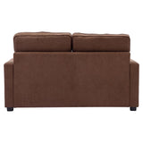 English Elm 59.4" Loveseat Sofa With Pull-Out Bed Modern Upholstered Couch With Side Pocket For Living Room Office, Brown