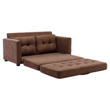 English Elm 59.4" Loveseat Sofa With Pull-Out Bed Modern Upholstered Couch With Side Pocket For Living Room Office, Brown