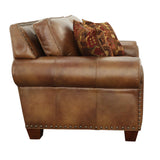 English Elm Steve Silver - Rustic Leather Collection Loveseat - Premium Construction, Nail-Head Trim - Maximum Comfort And Style