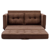 English Elm 59.4" Loveseat Sofa With Pull-Out Bed Modern Upholstered Couch With Side Pocket For Living Room Office, Brown